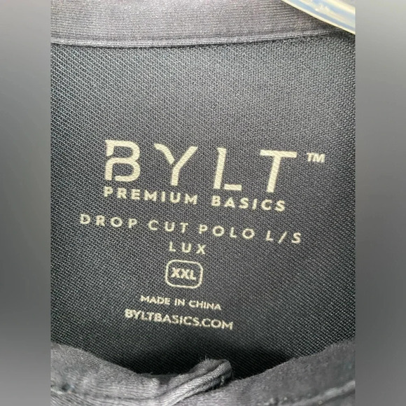 BYLT Drop Cut L/S Polo Shirt  Performance Athleisure Blue 2XL Stretch Mens - Picture 3 of 5